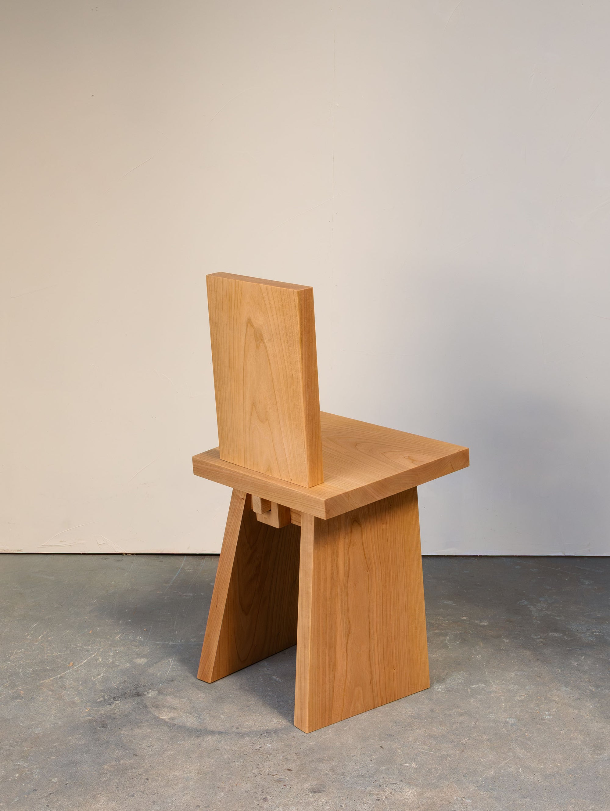 Pyramid Chair in solid American Cherry, rear three-quarter view, Chatterton Studio