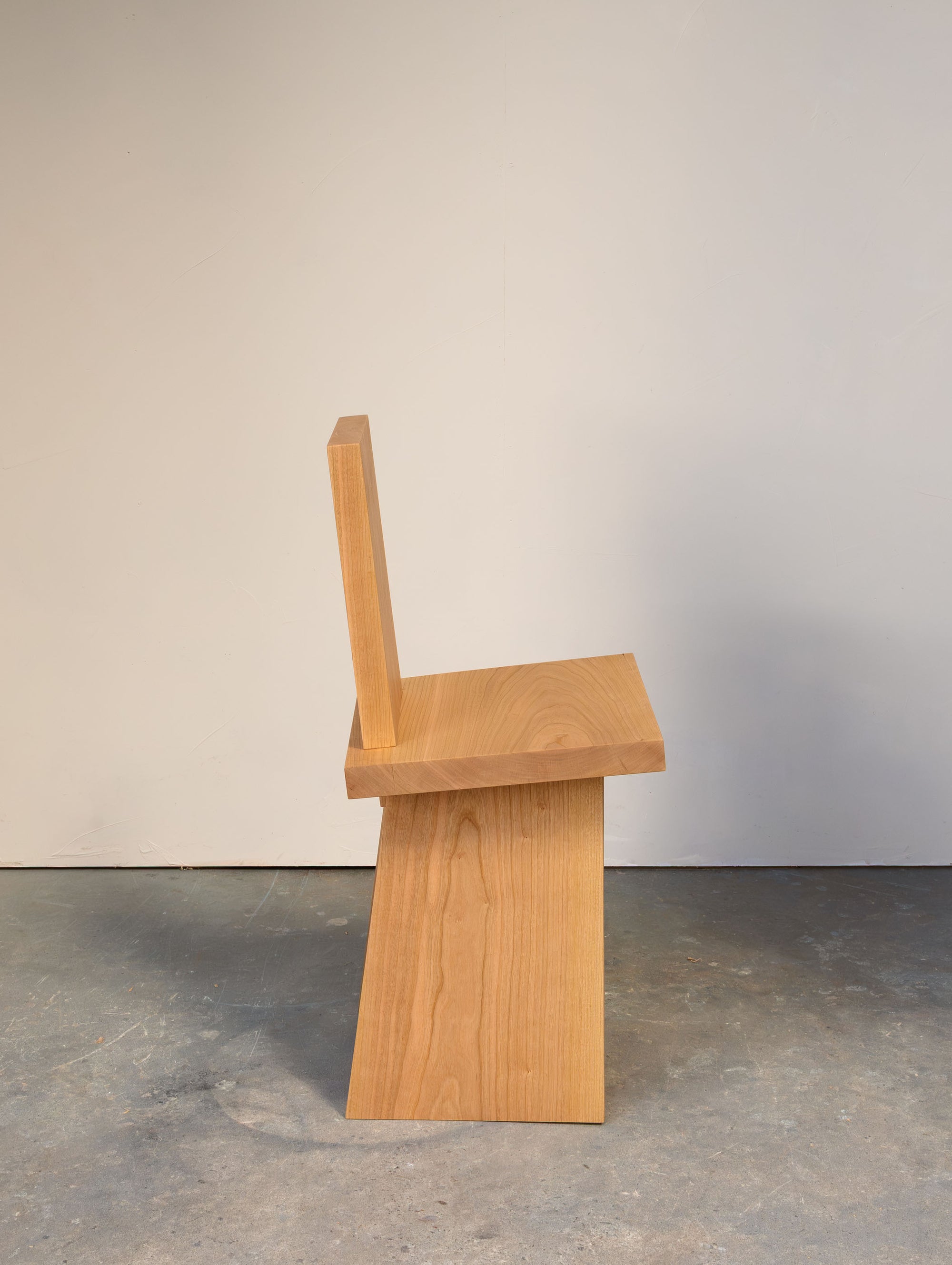 Pyramid Chair in solid American Cherry, side profile view, Chatterton Studio