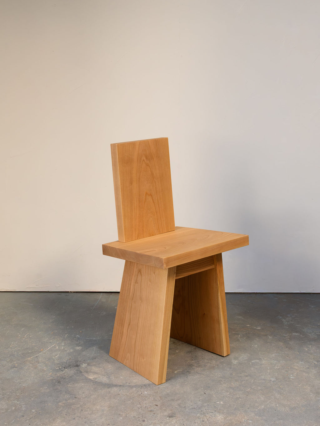 Pyramid Chair in solid American Cherry, rear three-quarter view, Chatterton Studio