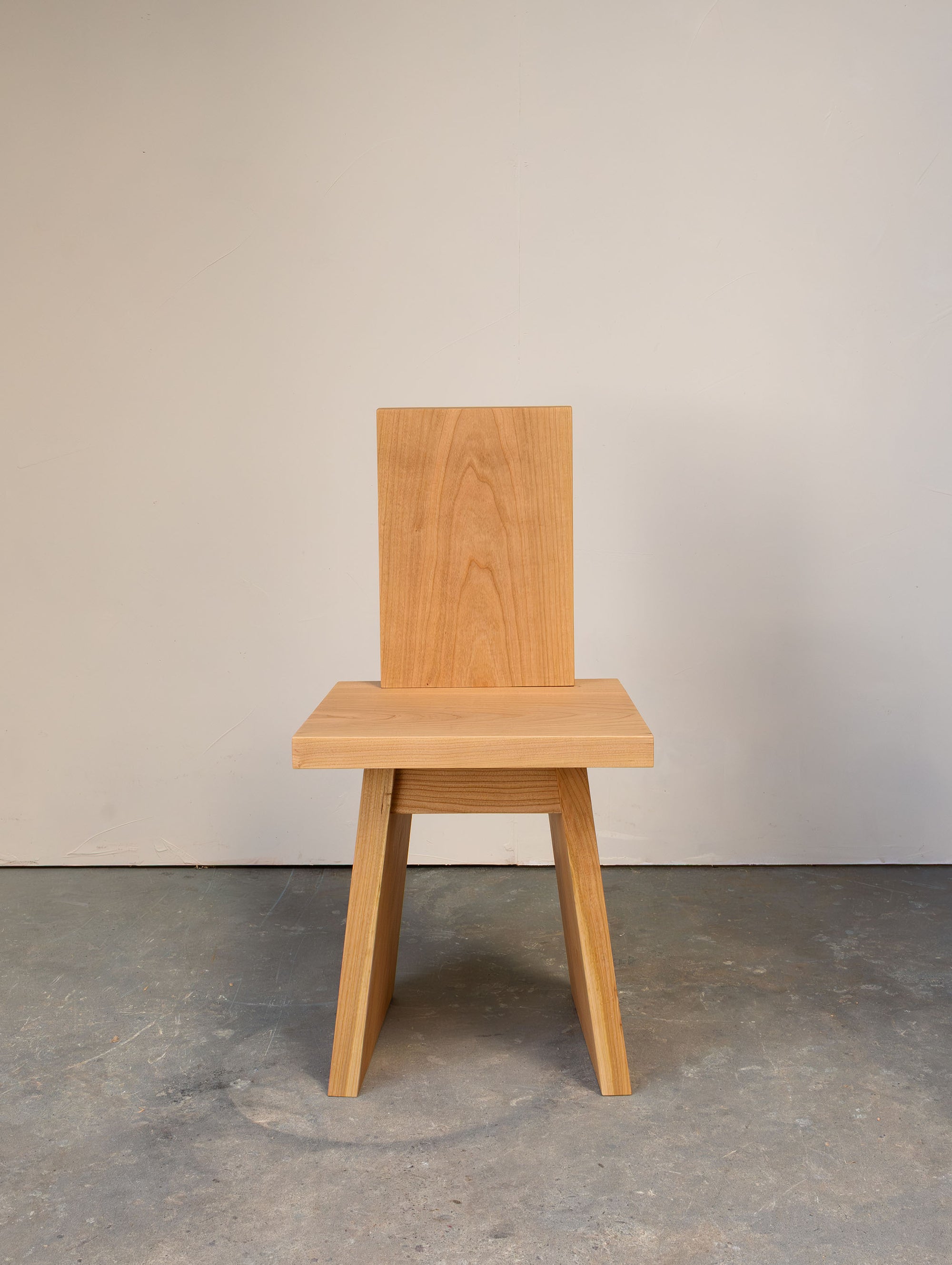 Pyramid Chair in solid American Cherry, front view, Chatterton Studio