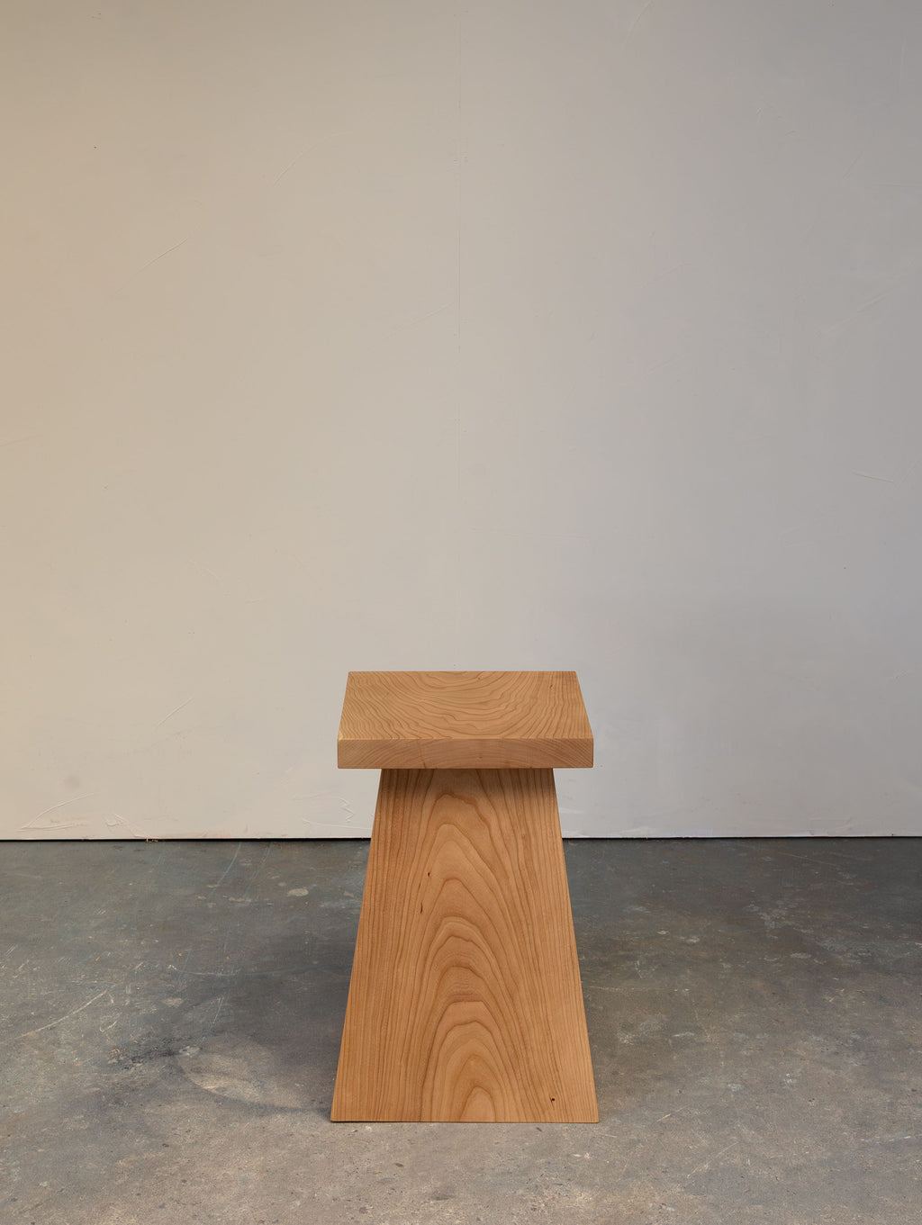 Pyramid Stool in solid American Cherry, front view, Chatterton Studio