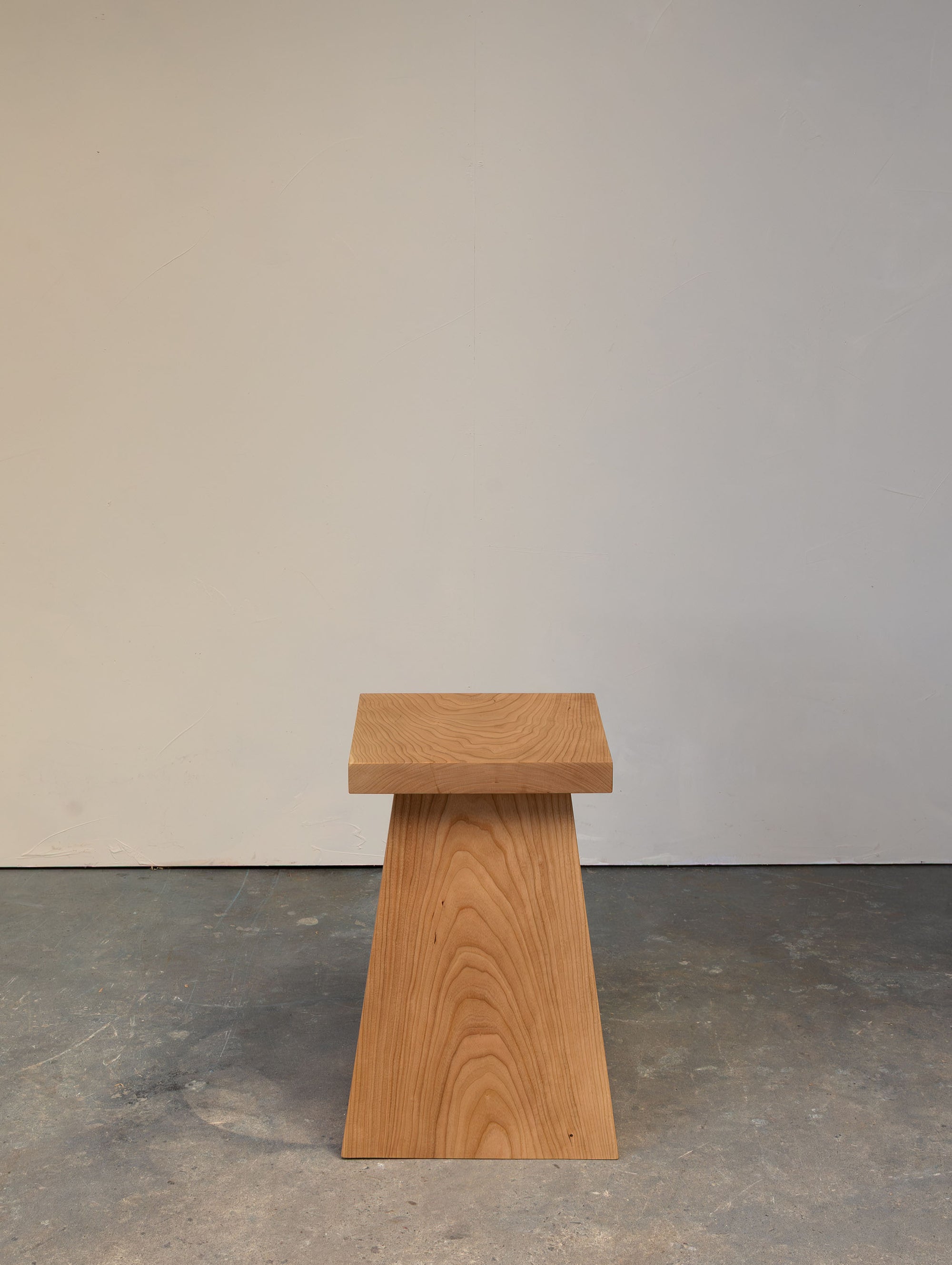 Pyramid Stool in solid American Cherry, front view, Chatterton Studio