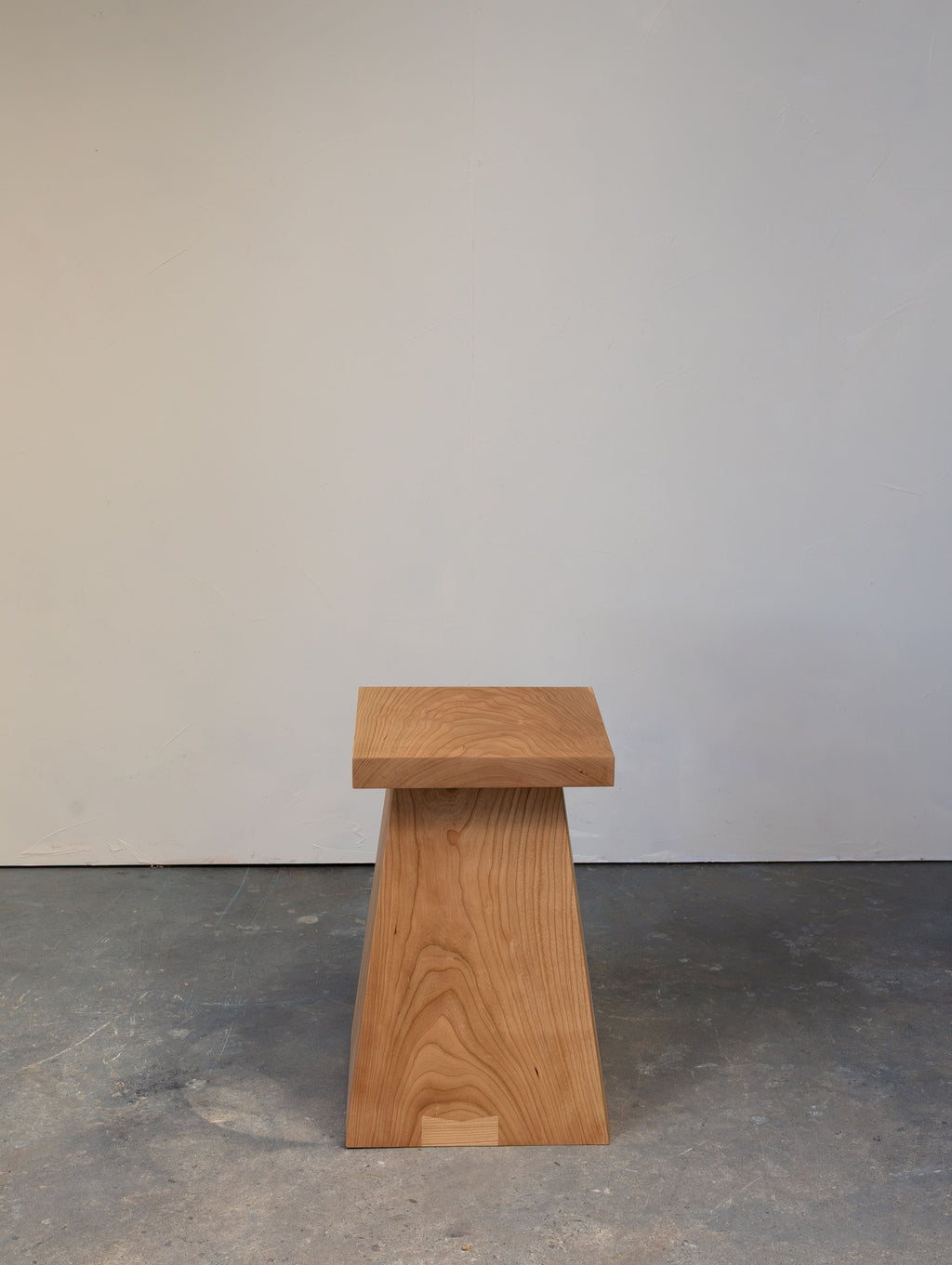Pyramid Stool in solid American Cherry, side view, Chatterton Studio